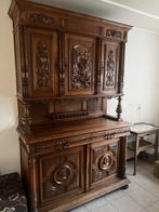 Eikenhouten jachtkast met Prachtig Snijwerk, Huis en Inrichting, Kasten | Buffetkasten, Ophalen, Gebruikt, 100 tot 150 cm, Eikenhout