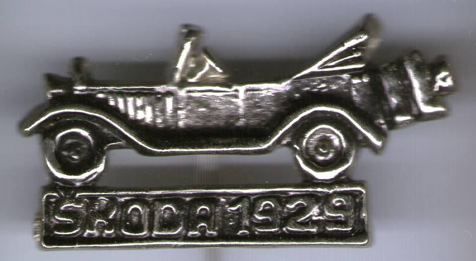 SKODA 1929 zilverkleurig oldtimer auto speldje ( D_030 ), Verzenden, Zo goed als nieuw, Transport, Speldje of Pin