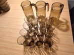 Compleet Luminarc bruin glasservies vintage, Ophalen, Gebruikt, Glas, Effen