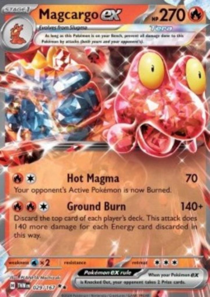Magcargo ex #029 - TWM -Twilight Masquerade, Hobby en Vrije tijd, Verzamelkaartspellen | Pokémon, Zo goed als nieuw, Verzenden
