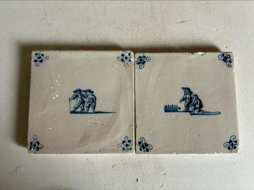 2 stuks antieke wandtegels rond 1800 kinderspel, Antiek en Kunst, Antiek | Wandborden en Tegels, Ophalen of Verzenden
