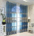 Blauwe Gouden Vitrage / Gordijnen Goud Gordijn Barok Luxe, Huis en Inrichting, Verzenden, Nieuw, Blauw