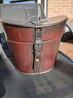 Ovale hoedendoos, hout met leer bekleed, Antiek en Kunst, Ophalen of Verzenden