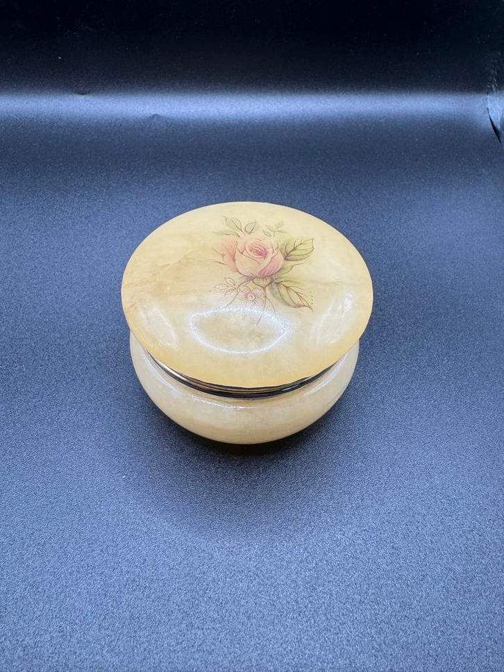 Vintage Sieradendoosje Marmer met Roos, Antiek en Kunst, Antiek | Woonaccessoires, Ophalen of Verzenden