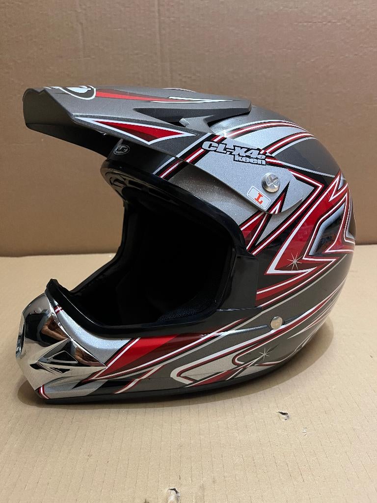 HJC motocross helmen - NIEUW - zilver/grijs/rood (crosshelm), Motoren, Kleding | Motorhelmen, Nieuw met kaartje, Offroadhelm, HJC