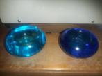 2 glazen waxine lichtje houders, Ophalen, Overige materialen, Blauw, Zo goed als nieuw