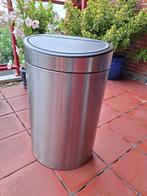 Brabantia Touch Bin Prullenbak Matt Zilver RVS 40 liter, Ophalen, 50 tot 75 cm, 40 liter of meer, Zo goed als nieuw