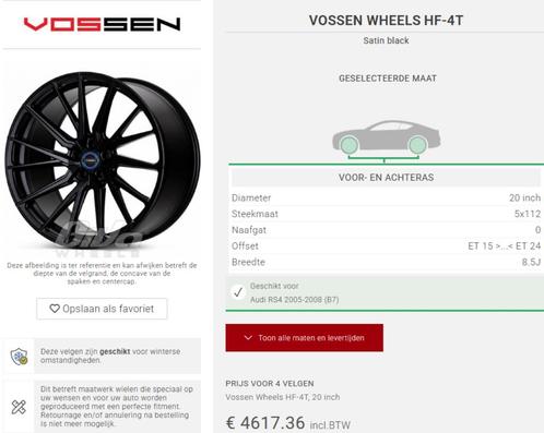 Vossen Wheels HF-4T Satin Black 20x9 Audi RS4 B7, Auto-onderdelen, Banden en Velgen, Banden en Velgen, Zomerbanden, 20 inch, 255 mm