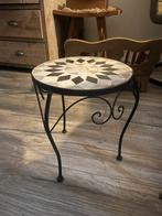Vintage mozaïek bijzettafeltje plantenkruk, Minder dan 45 cm, Minder dan 55 cm, Metaal of Aluminium, Rond