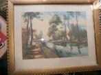 Aquarel La Borde, In lijst met gebroken glas, Ophalen of Verzenden