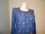 King Louie blauwe trui bloemen werkje heel zacht en warm L, Kleding | Dames, Truien en Vesten, Maat 42/44 (L), King Louie, Gedragen