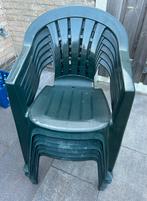 6 stuks groene plastic tuinstoelen, Tuin en Terras, Tuinstoelen, Ophalen, Gebruikt, Plastic, Stapelbaar