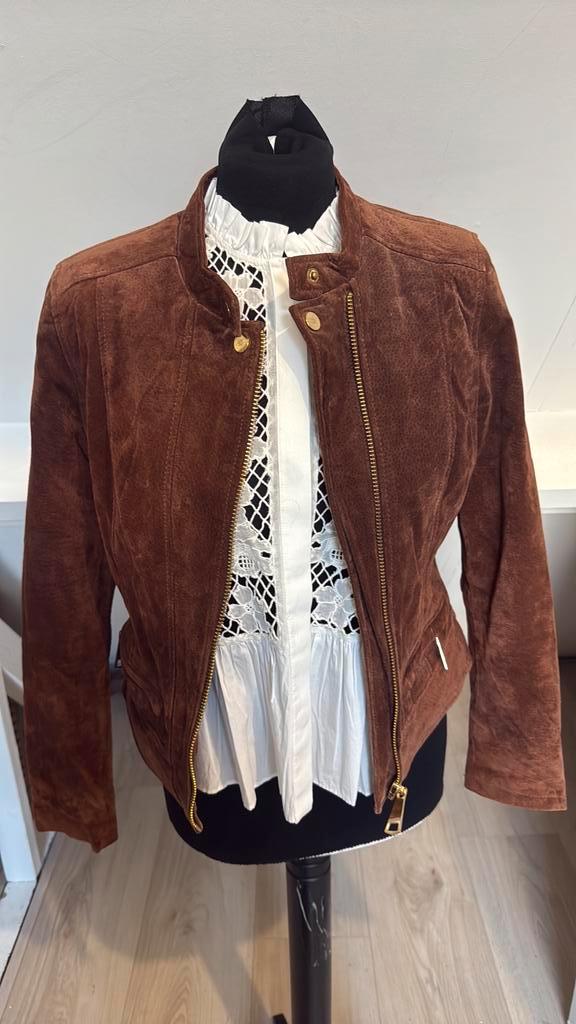 Saoupaulo nieuwe leren jas leather 36 bruin suède, Kleding | Dames, Jassen | Winter, Zo goed als nieuw, Maat 36 (S), Bruin, Ophalen of Verzenden