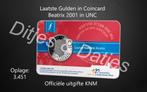 Laatste Gulden Beatrix 2001 in coincard KNM Tim van Melis, Postzegels en Munten, Munten | Nederland, Ophalen of Verzenden, Koningin Beatrix