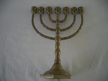 menora kandelaar brons israel antiek religie sfeer decoratie beschikbaar voor biedingen