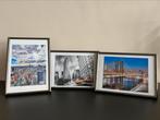 3 fotolijstjes chroom 23x31 met foto’s New York, Huis en Inrichting, Woonaccessoires | Lijsten, Minder dan 50 cm, Minder dan 50 cm