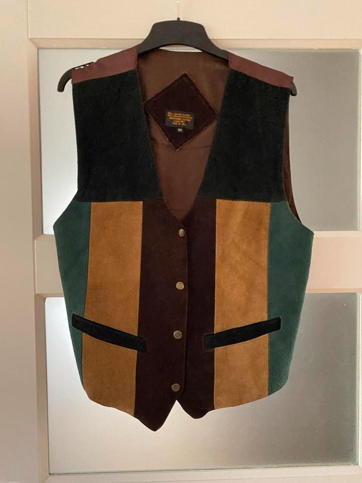 Vintage suède gilet - Maat XL, Kleding | Heren, Kostuums en Colberts, Zo goed als nieuw, Maat 56/58 (XL), Bruin, Ophalen of Verzenden