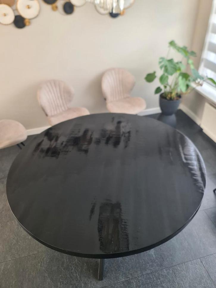 Mangohouten ronde tafel, Huis en Inrichting, Tafels | Eettafels, Zo goed als nieuw, 100 tot 150 cm, 100 tot 150 cm, Vier personen