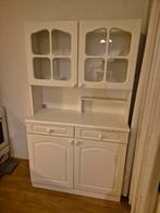 Witte keukenkast met glazen deuren, Overige materialen, Gebruikt, 100 tot 150 cm, Ophalen of Verzenden