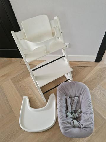 Witte stokke tripp trapp + babyset,  newborn en blad  beschikbaar voor biedingen