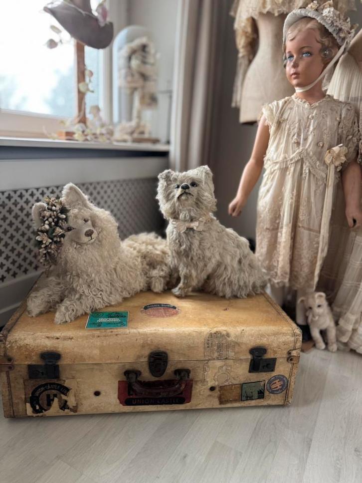 Antieke varkens leren koffer - Tante Jo, Antiek en Kunst, Antiek | Woonaccessoires, Ophalen of Verzenden