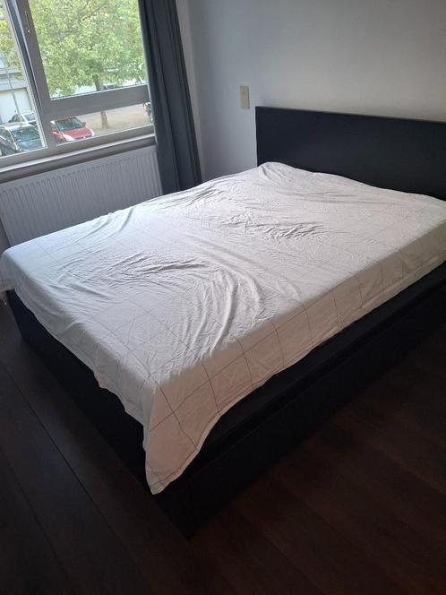 Bed Frame with 4 Storage Boxes - Black-Brown (160x200 cm), Huis en Inrichting, Slaapkamer | Bedden, Zo goed als nieuw, Tweepersoons