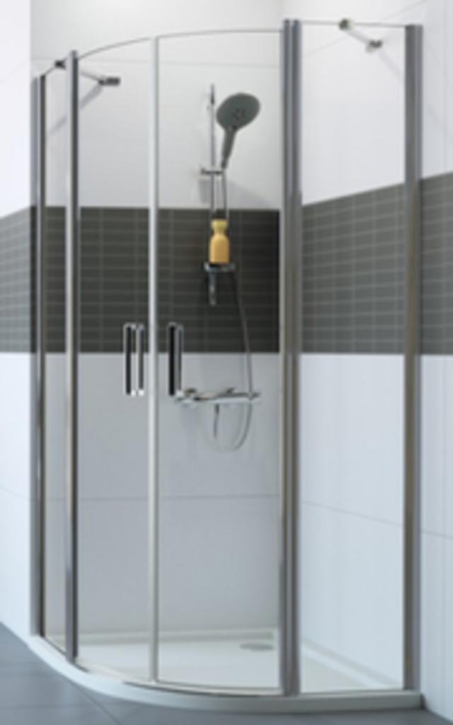 Huppe douchewand kwartrond 90x90cm met Huppe douchebak, Doe-het-zelf en Verbouw, Sanitair, Nieuw, Douche, Chroom, Glas, Ophalen