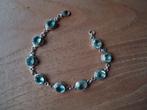 mooie echt zilveren armband met blauwe kwarts 20 cm 925, Ophalen of Verzenden, Zo goed als nieuw, Blauw, Zilver