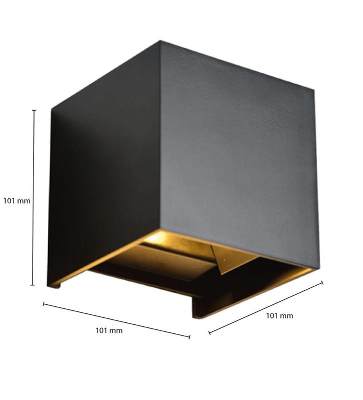 LED CUBE 2X3W DIMBAAR ZWART IP65  2700 Kelvin of 3000Kelvin, Huis en Inrichting, Lampen | Spots, Nieuw, Metaal of Aluminium, Led