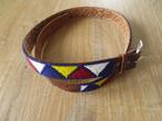 Dames Riem: Handgemaakt Lederen Dames Riem uit Kenya 98 cm., Overige kleuren, 3 tot 5 cm, Echt leder, 90 tot 100 cm