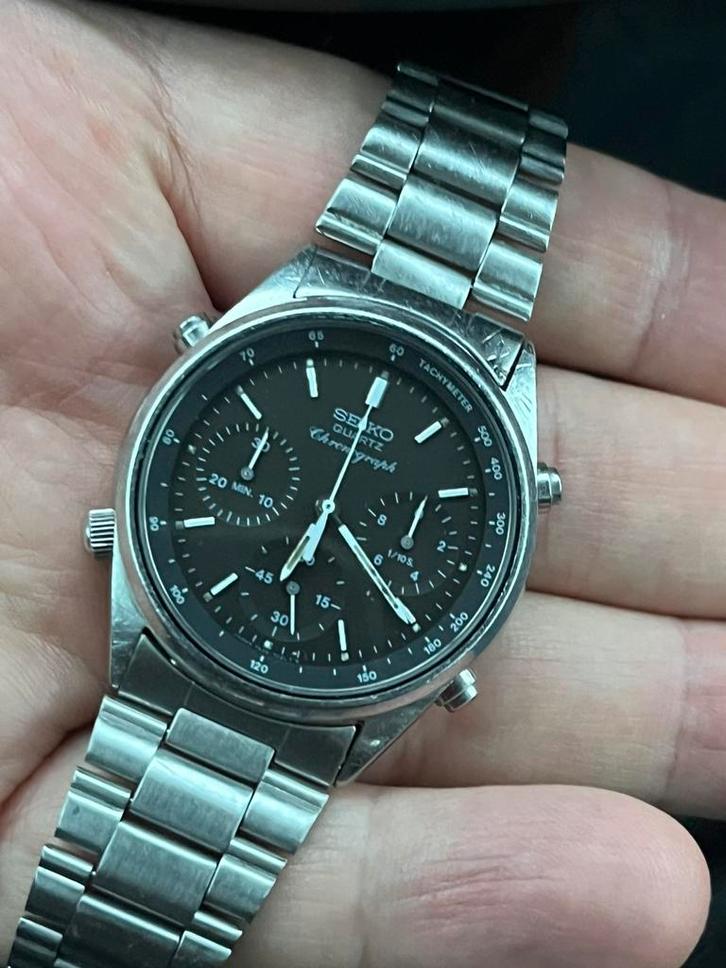 Seiko 7a28-702a quartz chronograph, Sieraden, Tassen en Uiterlijk, Antieke sieraden, Armband, Overige materialen, Ophalen of Verzenden