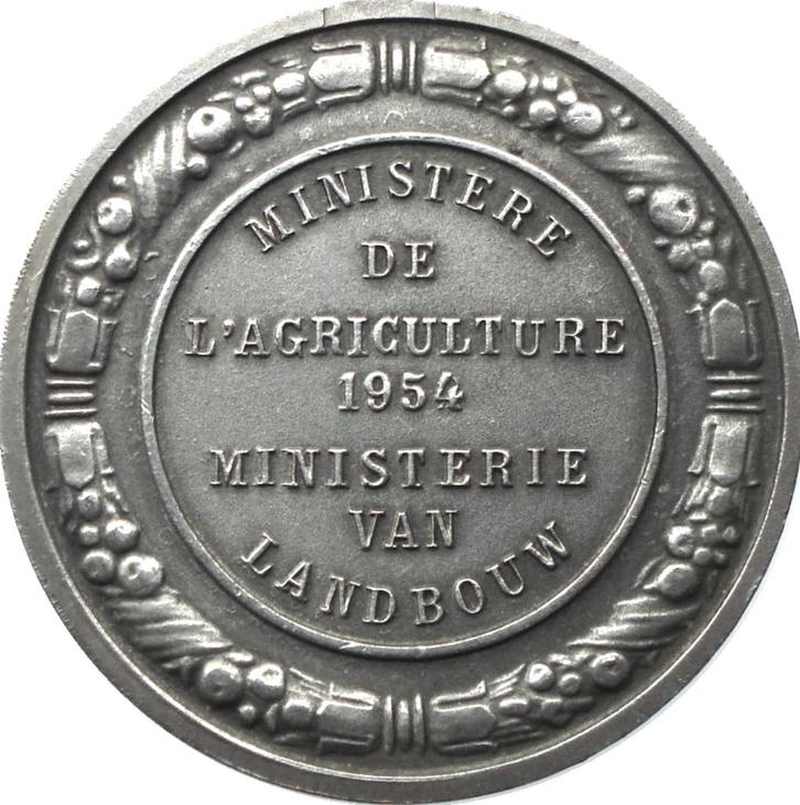 België penning Ministerie van Landbouw 1954 (zeldzaam), Postzegels en Munten, Penningen en Medailles, Buitenland, Ophalen of Verzenden
