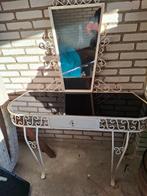 vintage ijzeren kaptafel met stoel, 50-er jaren, Ophalen, Gebruikt, Franse, Metaal of Aluminium