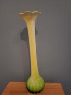 Vintage Italiaanse vaas groen/ geel opaline glas, Antiek en Kunst, Ophalen of Verzenden