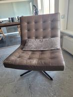 relaxstoel met poef, Huis en Inrichting, Stoelen, Ophalen, Gebruikt, Bruin, Leer