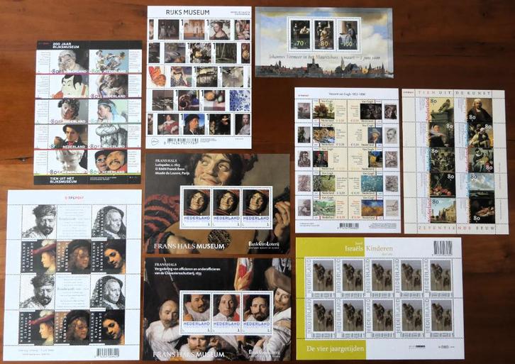 Diverse kunst (schilderijen) op zegelvel, postfris, Postzegels en Munten, Postzegels | Nederland, Postfris, Na 1940, Ophalen of Verzenden