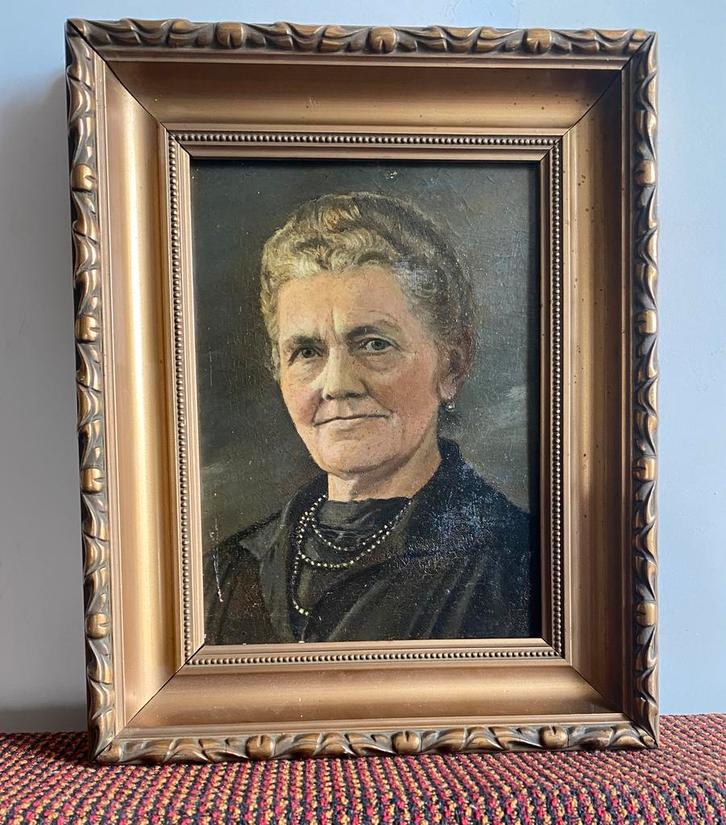 Portret van een statige oudere dame, Antiek en Kunst, Kunst | Schilderijen | Klassiek, Ophalen of Verzenden