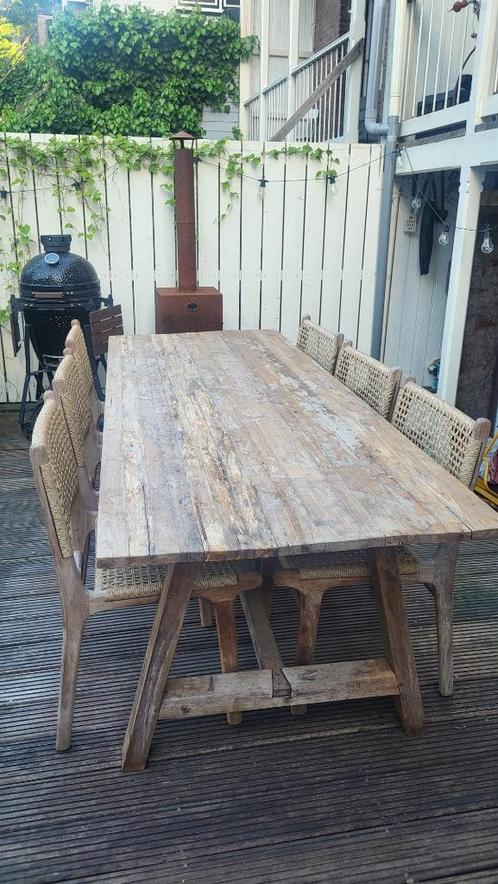 Tuinset en 6x stoelen Ibiza Outdoor Rotan Hout, Tuin en Terras, Tuinsets en Loungesets, Gebruikt, Tuinset, Hout, 6 zitplaatsen