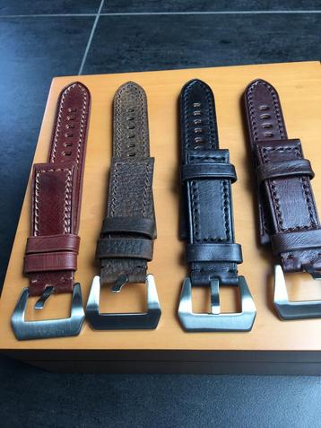 24 mm Horlogeband: kalfsleder in 4 kleuren met buckle beschikbaar voor biedingen