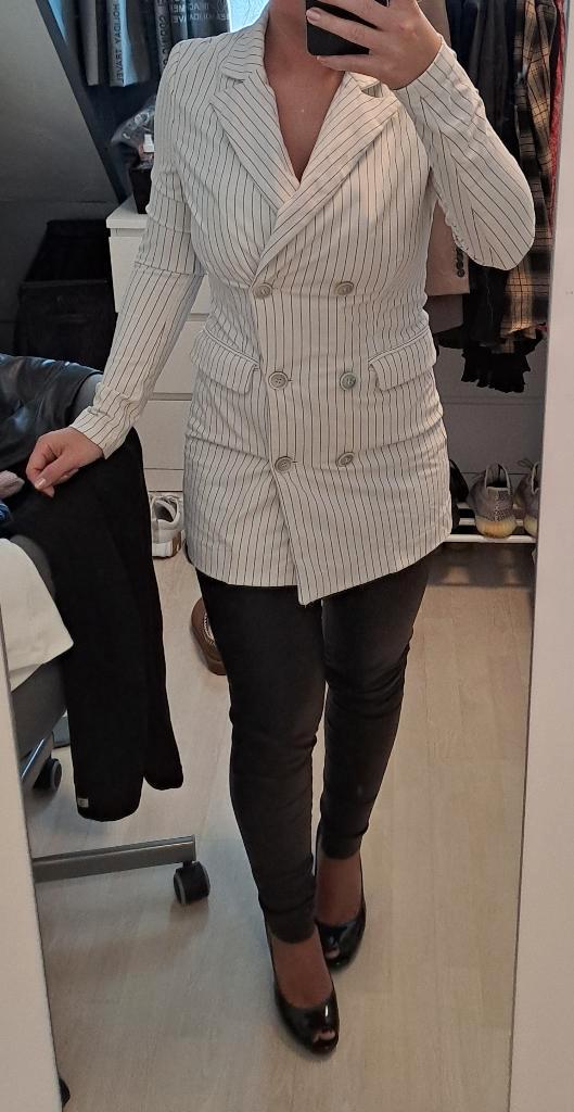 Wit gestreepte zomerjas., Kleding | Dames, Jassen | Zomer, Zo goed als nieuw, Maat 34 (XS) of kleiner, Wit, Ophalen of Verzenden