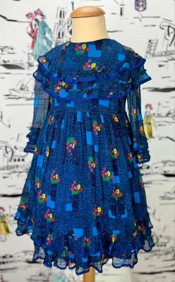 Gucci blauwe zijden floral jurk maat 5 beschikbaar voor biedingen
