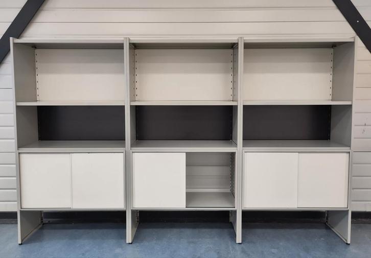 Vintage Gispen 5600 metalen bergmeubel Cordemeyer wandkast, Huis en Inrichting, Kasten | Boekenkasten, Gebruikt, 200 cm of meer