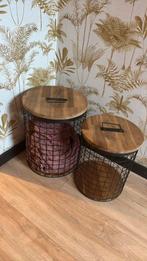 Set van 2 bijzettafeltjes/opbergmanden, Minder dan 55 cm, Gebruikt, Hout, Ophalen