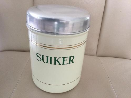 Emaille suikerbus creme met gouden biezen nwstaat, Antiek en Kunst, Antiek | Emaille, Ophalen of Verzenden