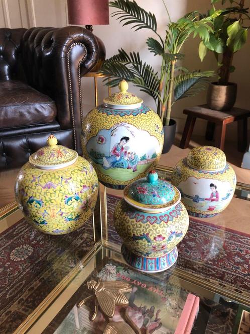 Chinese Gemberpotten Set van 4, Antiek en Kunst, Antiek | Keramiek en Aardewerk, Ophalen of Verzenden