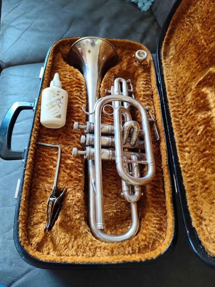 Besson bes trompet te koop, Muziek en Instrumenten, Blaasinstrumenten | Trompetten, Gebruikt, Bes-trompet, Ophalen