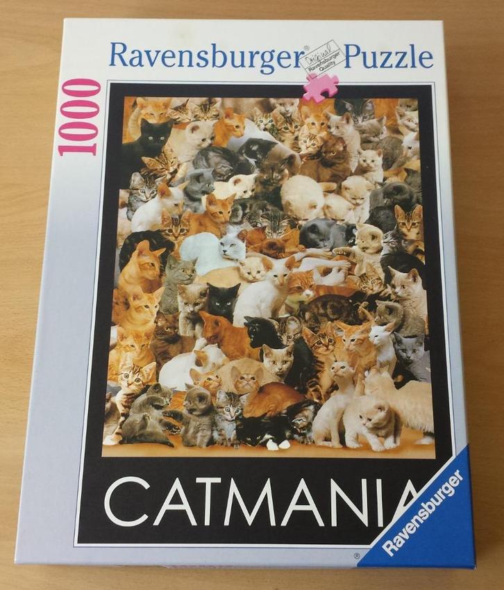 Puzzel Kattenmanie - 1000 stukjes - Ravensburger, Hobby en Vrije tijd, Denksport en Puzzels, Gebruikt, Legpuzzel, 500 t/m 1500 stukjes