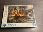 MB puzzel mystery 1000 stukjes Indiaan bij het vuur, Ophalen of Verzenden, 500 t/m 1500 stukjes, Zo goed als nieuw