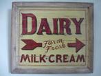 Handgeschilderd reclame bord/zuivel/winkel/melk/boerderij, Ophalen of Verzenden, Nieuw, Reclamebord