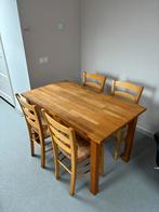 Massief beukenhouten stoelen met riet 4x, Ophalen, Zo goed als nieuw, Riet of Rotan, Vier